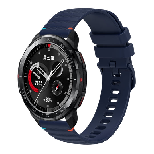For Honor Watch GS Pro Wavy Dotted Stitched 22mm Silicone Watch Band(Navy Blue)