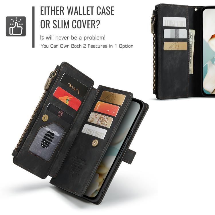 For Google Pixel 9a CaseMe C30 Card Slots Zipper Wallet Leather Phone Case(Black) - Google Cases by CaseMe | Online Shopping UK | buy2fix