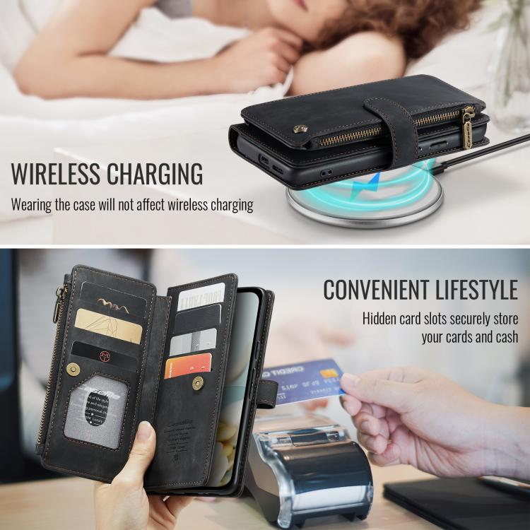 For Google Pixel 9a CaseMe C30 Card Slots Zipper Wallet Leather Phone Case(Black) - Google Cases by CaseMe | Online Shopping UK | buy2fix
