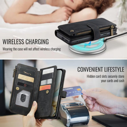 For Google Pixel 9a CaseMe C30 Card Slots Zipper Wallet Leather Phone Case(Black) - Google Cases by CaseMe | Online Shopping UK | buy2fix