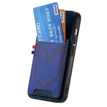 For iPhone 16 Pro Max Denim Texture Leather Skin Phone Case with Card Slot(Blue) - iPhone 16 Pro Max Cases by buy2fix | Online Shopping UK | buy2fix