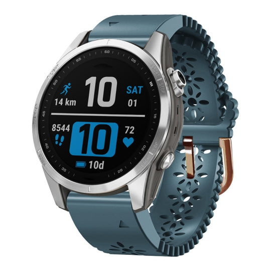For Garmin Fenix 7S Pro 42mm Lace Breathable 20mm Silicone Watch Band(Lake Blue)