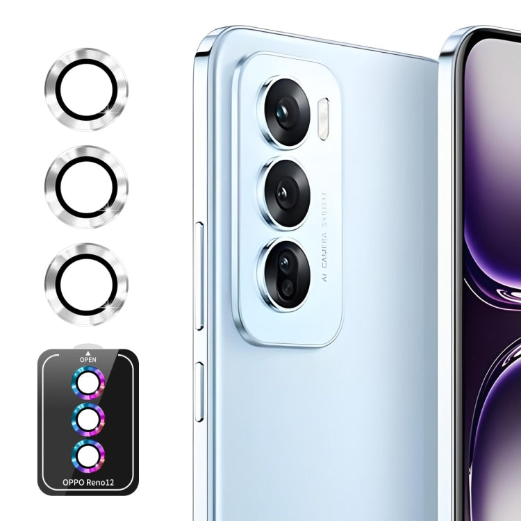 For OPPO Reno12 / Reno12 Pro Global ENKAY Hat-Prince 9H Rear Camera Lens Aluminium Alloy Tempered Glass Film(Silver) - Reno12 Pro Tempered Glass by ENKAY | Online Shopping UK | buy2fix