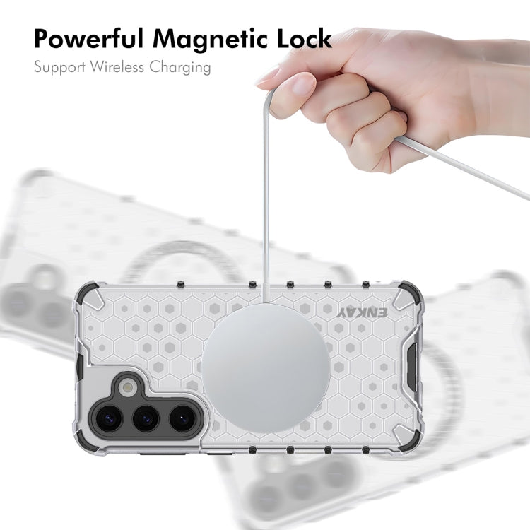 For Samsung Galaxy S23+ 5G ENKAY Hat-Prince Honeycomb MagSafe Shockproof Phone Case with 0.18mm Film(Grey) by ENKAY