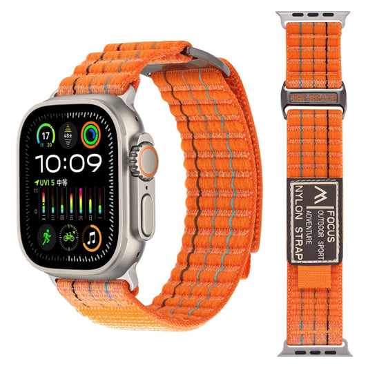 For Apple Watch Ultra 2 49mm Two Sections Nylon Hook and Loop Fastener Watch Band(Vibrant Orange) - Watch Bands by buy2fix | Online Shopping UK | buy2fix