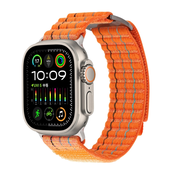 For Apple Watch Ultra 49mm Two Sections Nylon Hook and Loop Fastener Watch Band(Vibrant Orange) by buy2fix