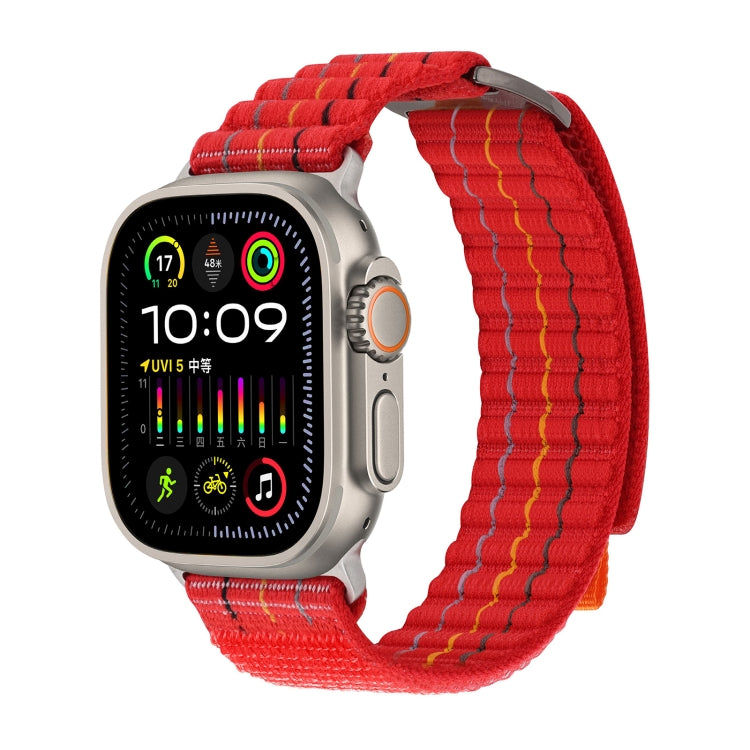 For Apple Watch Ultra 49mm Two Sections Nylon Hook and Loop Fastener Watch Band(Cherry Red) - Watch Bands by buy2fix | Online Shopping UK | buy2fix