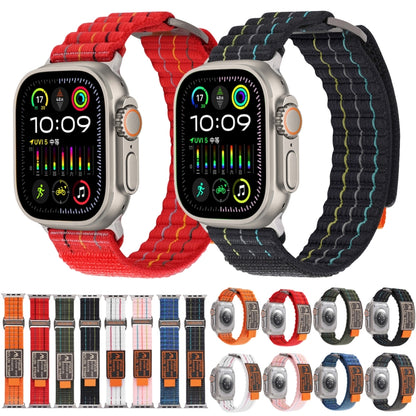 For Apple Watch Ultra 49mm Two Sections Nylon Hook and Loop Fastener Watch Band(Cherry Red) by buy2fix
