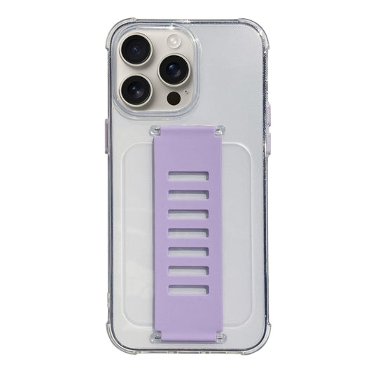 For iPhone 16 Pro Transparent Wristband Shockproof TPU Phone Case(Purple) - iPhone 16 Pro Cases by buy2fix | Online Shopping UK | buy2fix