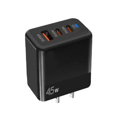45W PD3.0 / PPS Type-C + QC3.0 USB Fully Compatible Protocol Charger, US Plug(Black) - USB Charger by buy2fix | Online Shopping UK | buy2fix