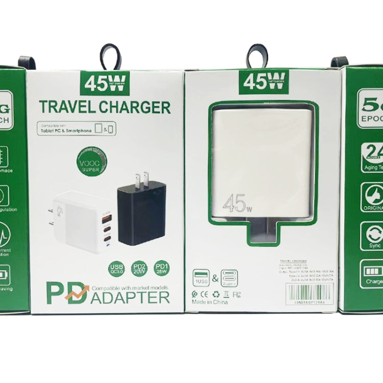 45W PD3.0 / PPS Type-C + QC3.0 USB Fully Compatible Protocol Charger, US Plug(White) - USB Charger by buy2fix | Online Shopping UK | buy2fix