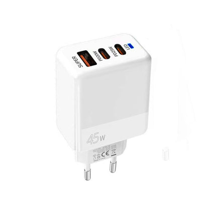 45W PD3.0 / PPS Type-C + QC3.0 USB Fully Compatible Protocol Charger, EU Plug(White) - USB Charger by buy2fix | Online Shopping UK | buy2fix