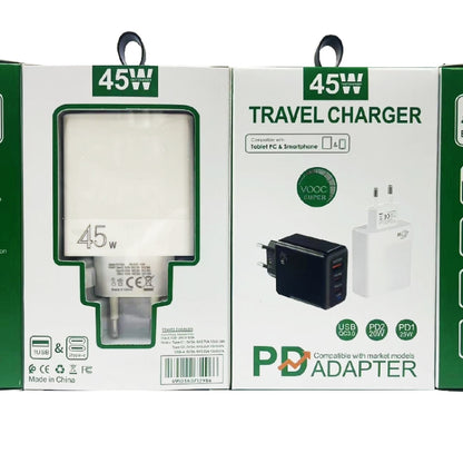 45W PD3.0 / PPS Type-C + QC3.0 USB Fully Compatible Protocol Charger, EU Plug(White) - USB Charger by buy2fix | Online Shopping UK | buy2fix