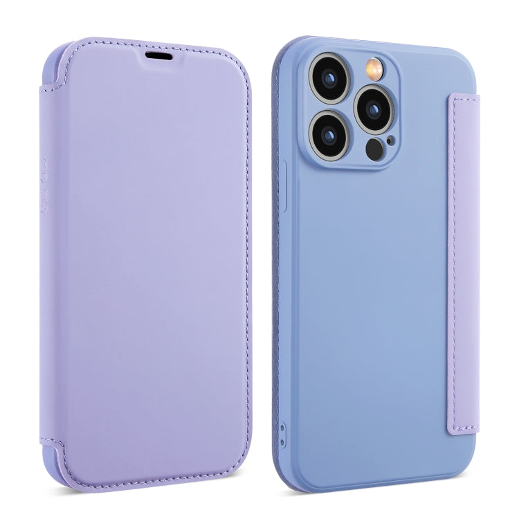 For iPhone 16 Pro Imitate Liquid Skin Feel Leather Phone Case with Card Slots(Purple) - iPhone 16 Pro Cases by buy2fix | Online Shopping UK | buy2fix