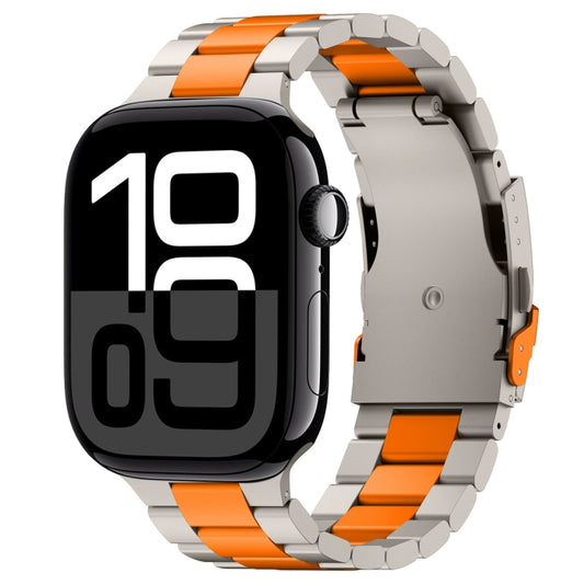 For Apple Watch Series 10 46mm Three Beads Titanium Alloy Metal Watch Band(Titanium Orange) - Watch Bands by buy2fix | Online Shopping UK | buy2fix