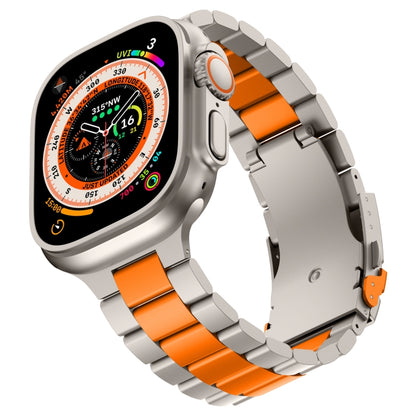 For Apple Watch Series 10 46mm Three Beads Titanium Alloy Metal Watch Band(Titanium Orange) - Watch Bands by buy2fix | Online Shopping UK | buy2fix