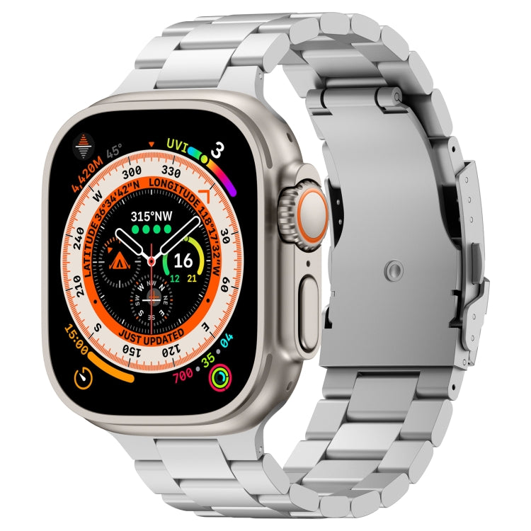 For Apple Watch Ultra 2 49mm Three Beads Titanium Alloy Metal Watch Band(Silver) - Watch Bands by buy2fix | Online Shopping UK | buy2fix