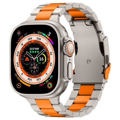 For Apple Watch Ultra 2 49mm Three Beads Titanium Alloy Metal Watch Band(Titanium Orange) - Watch Bands by buy2fix | Online Shopping UK | buy2fix