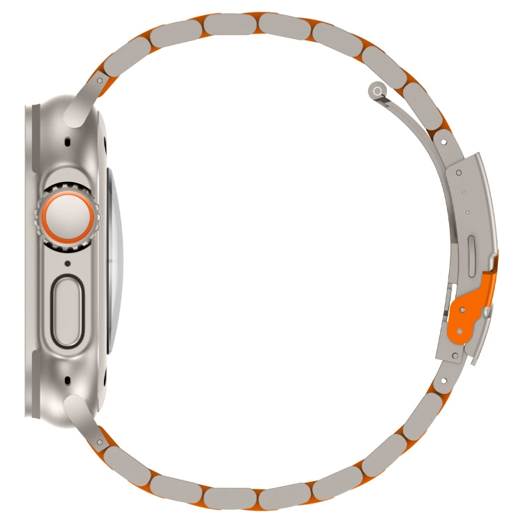 For Apple Watch Ultra 2 49mm Three Beads Titanium Alloy Metal Watch Band(Titanium Orange) - Watch Bands by buy2fix | Online Shopping UK | buy2fix