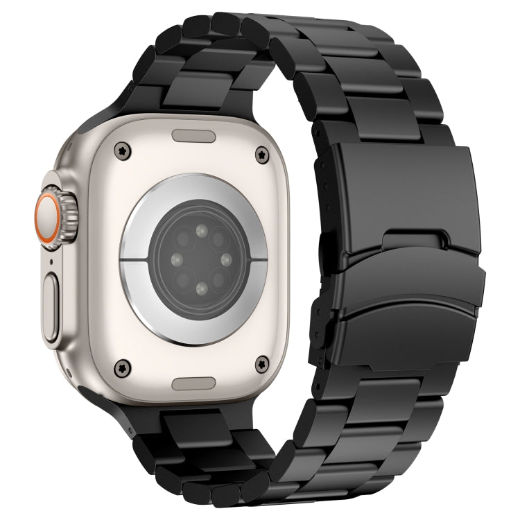 For Apple Watch Ultra 49mm Three Beads Titanium Alloy Metal Watch Band(Black) - Watch Bands by buy2fix | Online Shopping UK | buy2fix