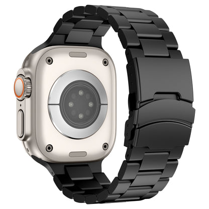 For Apple Watch Ultra 49mm Three Beads Titanium Alloy Metal Watch Band(Black) - Watch Bands by buy2fix | Online Shopping UK | buy2fix