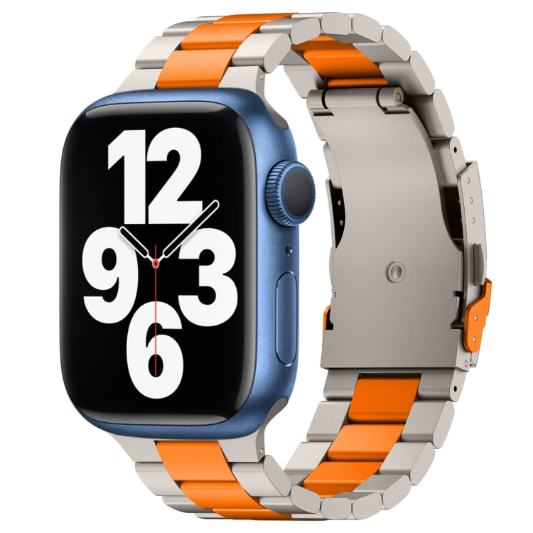 For Apple Watch Series 7 41mm Three Beads Titanium Alloy Metal Watch Band(Titanium Orange) - Watch Bands by buy2fix | Online Shopping UK | buy2fix