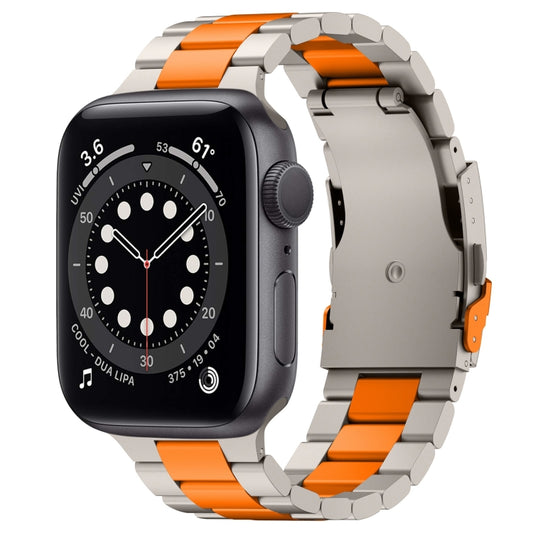 For Apple Watch Series 6 40mm Three Beads Titanium Alloy Metal Watch Band(Titanium Orange) - Watch Bands by buy2fix | Online Shopping UK | buy2fix