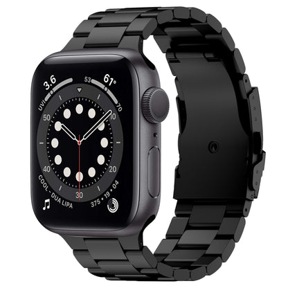 For Apple Watch Series 6 44mm Three Beads Titanium Alloy Metal Watch Band(Black) - Watch Bands by buy2fix | Online Shopping UK | buy2fix
