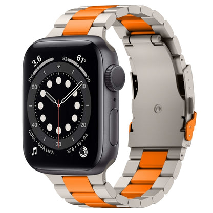 For Apple Watch Series 6 44mm Three Beads Titanium Alloy Metal Watch Band(Titanium Orange) - Watch Bands by buy2fix | Online Shopping UK | buy2fix