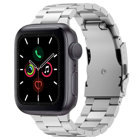 For Apple Watch Series 5 44mm Three Beads Titanium Alloy Metal Watch Band(Silver) - Watch Bands by buy2fix | Online Shopping UK | buy2fix