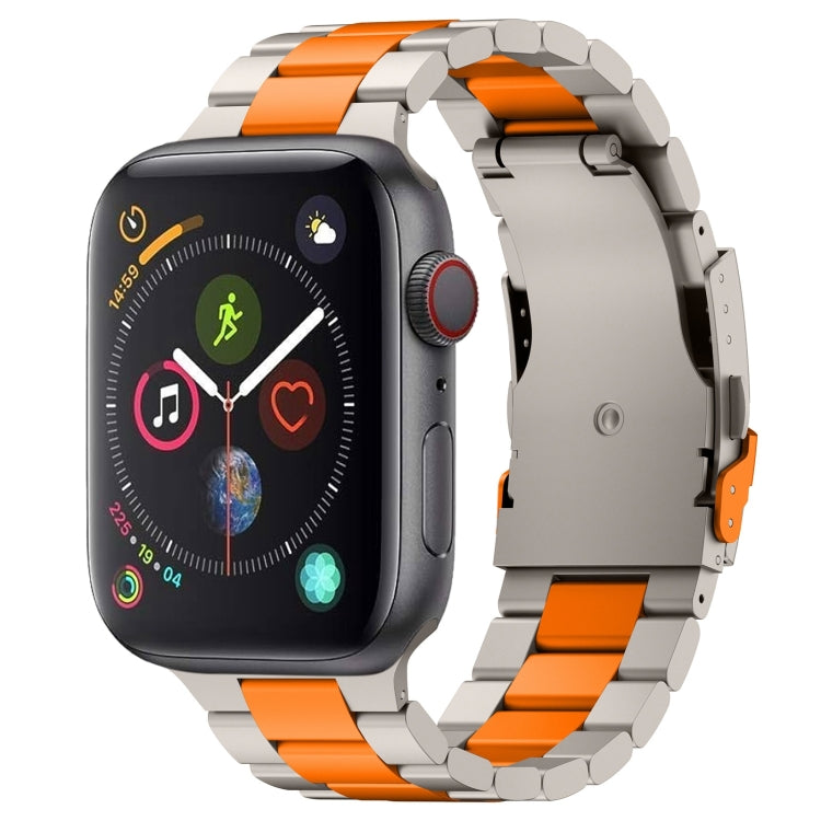 For Apple Watch Series 4 40mm Three Beads Titanium Alloy Metal Watch Band(Titanium Orange) - Watch Bands by buy2fix | Online Shopping UK | buy2fix