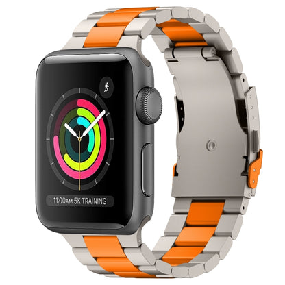 For Apple Watch Series 3 42mm Three Beads Titanium Alloy Metal Watch Band(Titanium Orange) - Watch Bands by buy2fix | Online Shopping UK | buy2fix