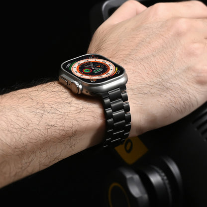 For Apple Watch Series 5 40mm Three Beads Titanium Alloy Metal Watch Band(Black) - Watch Bands by buy2fix | Online Shopping UK | buy2fix