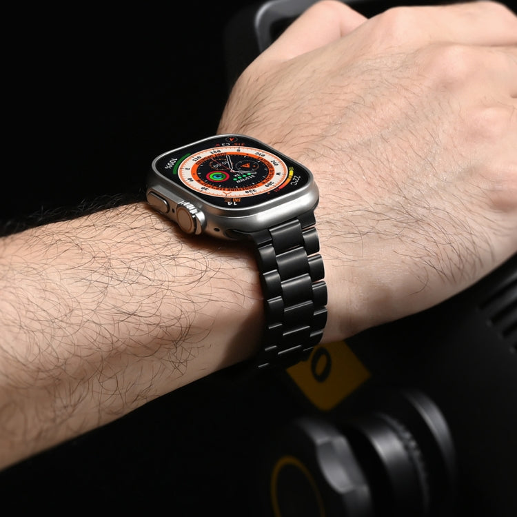 For Apple Watch Series 3 38mm Three Beads Titanium Alloy Metal Watch Band(Black) - Watch Bands by buy2fix | Online Shopping UK | buy2fix