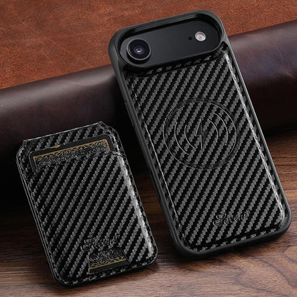 For iPhone Air Suteni TXWH18 Carbon Fiber Texture Detachable Wallet MagSafe Phone Case(Black) - iPhone Air Cases by Suteni | Online Shopping UK | buy2fix