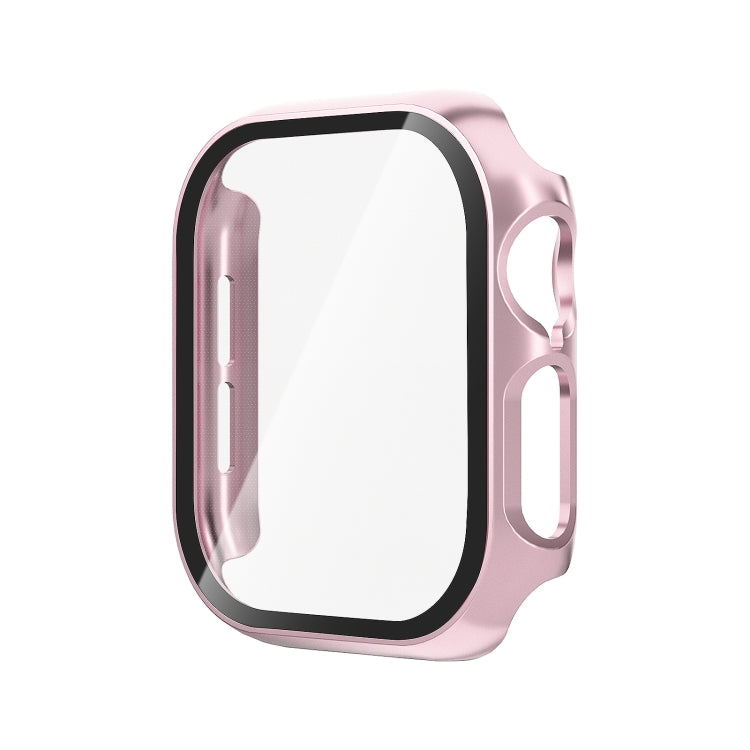 For Apple Watch Series 10 46mm Tempered Glass Film Integrated PC Watch Case(Rose Pink) - Watch Cases by buy2fix | Online Shopping UK | buy2fix