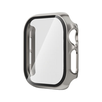 For Apple Watch Series 10 46mm Tempered Glass Film Integrated PC Watch Case(Titanium Grey) - Watch Cases by buy2fix | Online Shopping UK | buy2fix