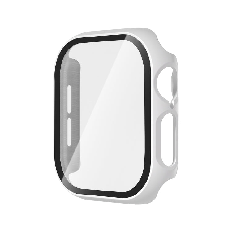 For Apple Watch Series 10 42mm Tempered Glass Film Integrated PC Watch Case(White) - Watch Cases by buy2fix | Online Shopping UK | buy2fix