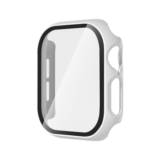 For Apple Watch Series 10 42mm Tempered Glass Film Integrated PC Watch Case(White) - Watch Cases by buy2fix | Online Shopping UK | buy2fix