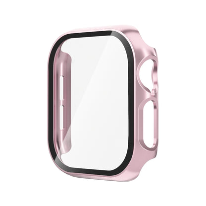 For Apple Watch Series 10 42mm Tempered Glass Film Integrated PC Watch Case(Rose Pink) - Watch Cases by buy2fix | Online Shopping UK | buy2fix