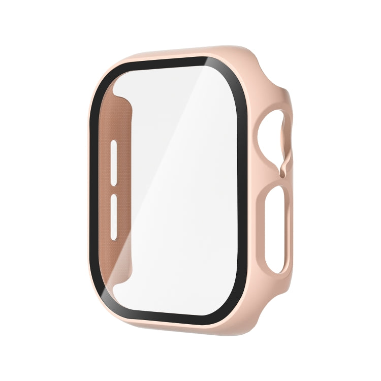For Apple Watch Series 10 42mm Tempered Glass Film Integrated PC Watch Case(Pink) - Watch Cases by buy2fix | Online Shopping UK | buy2fix