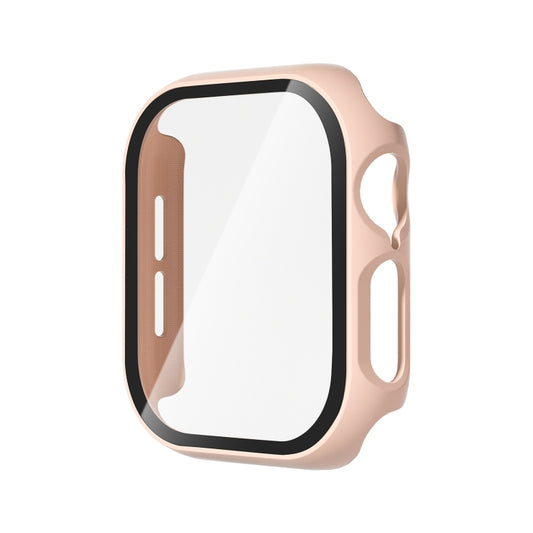 For Apple Watch Series 10 42mm Tempered Glass Film Integrated PC Watch Case(Pink) - Watch Cases by buy2fix | Online Shopping UK | buy2fix