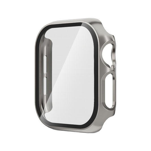 For Apple Watch Series 10 42mm Tempered Glass Film Integrated PC Watch Case(Titanium Grey) - Watch Cases by buy2fix | Online Shopping UK | buy2fix