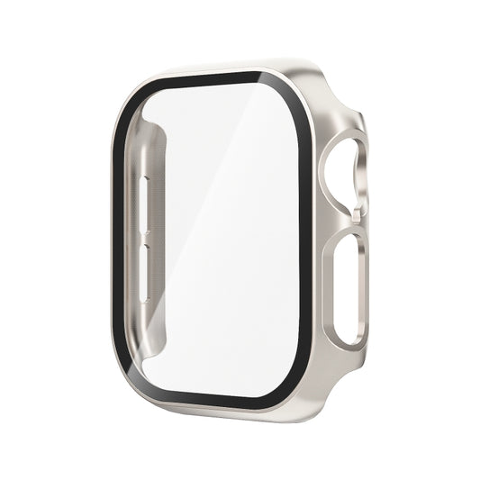 For Apple Watch Series 10 42mm Tempered Glass Film Integrated PC Watch Case(Starlight) - Watch Cases by buy2fix | Online Shopping UK | buy2fix