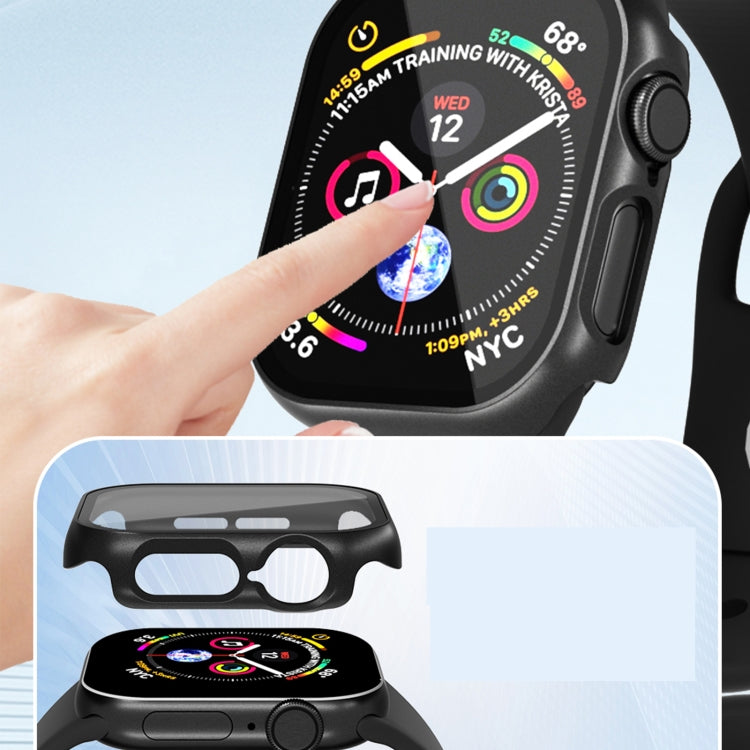 For Apple Watch Series 10 42mm Tempered Glass Film Integrated PC Watch Case(Black) - Watch Cases by buy2fix | Online Shopping UK | buy2fix