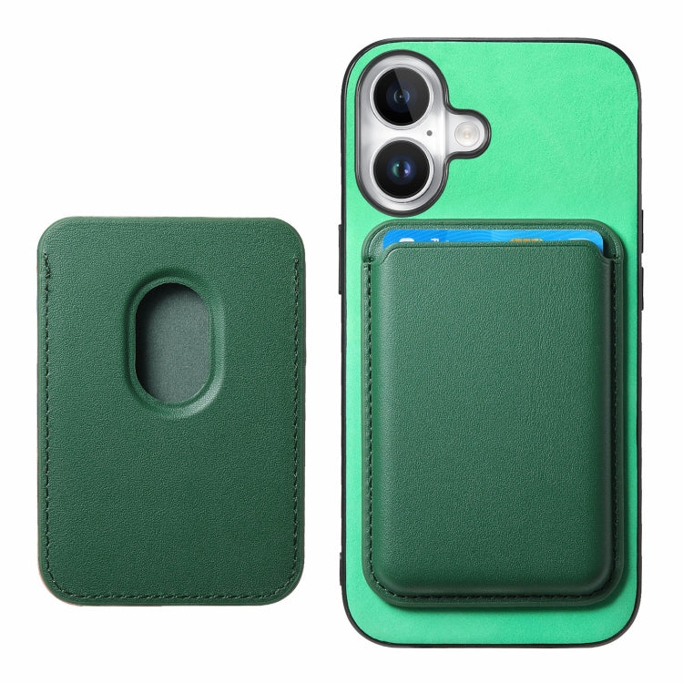 For iPhone 16 Plus Retro Magsafe Card Bag PU Back Cover Phone Case(Green) - iPhone 16 Plus Cases by buy2fix | Online Shopping UK | buy2fix