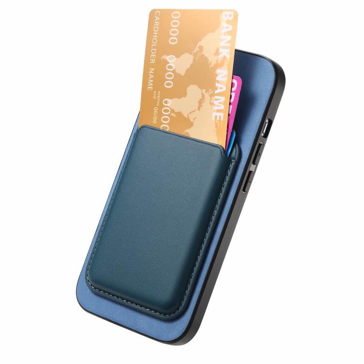 For iPhone 17 Retro Magsafe Card Bag PU Back Cover Phone Case(Blue) - iPhone 17 Cases by buy2fix | Online Shopping UK | buy2fix