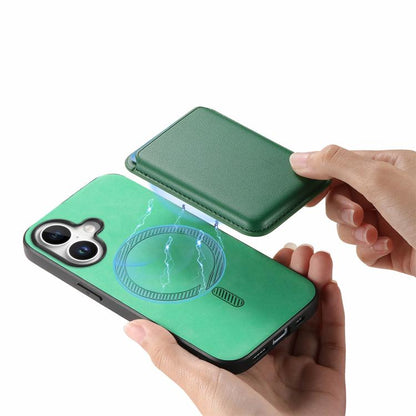 For iPhone 17 Retro Magsafe Card Bag PU Back Cover Phone Case(Green) - iPhone 17 Cases by buy2fix | Online Shopping UK | buy2fix