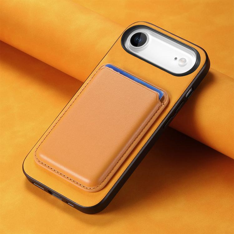 For iPhone Air Retro Magsafe Card Bag PU Back Cover Phone Case(Yellow) - iPhone Air Cases by buy2fix | Online Shopping UK | buy2fix
