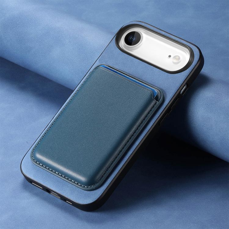 For iPhone Air Retro Magsafe Card Bag PU Back Cover Phone Case(Blue) - iPhone Air Cases by buy2fix | Online Shopping UK | buy2fix